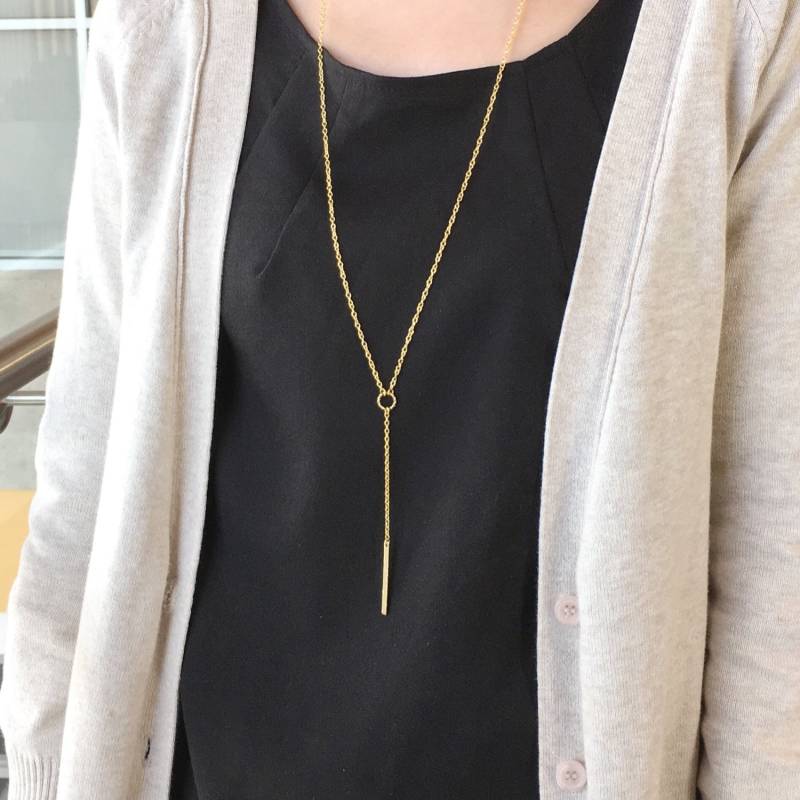 Goldbarren Halskette, Y-Förmige Vertikale Lange Geschenk Für Sie, Minimalist, Layering Halskette von jstarscanada