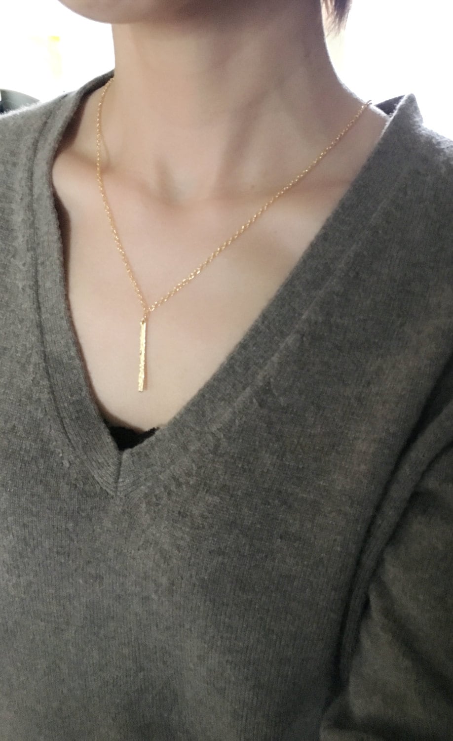 Minimal Goldbarren Halskette, Gehämmert, Vertikale Geschenk Für Sie, Minimalist, Layering Halskette Minimal Goldbarren Halskette, Gehämmert, Vertikale Geschenk Für Sie, Minimalist, Layering Halskette von jstarscanada