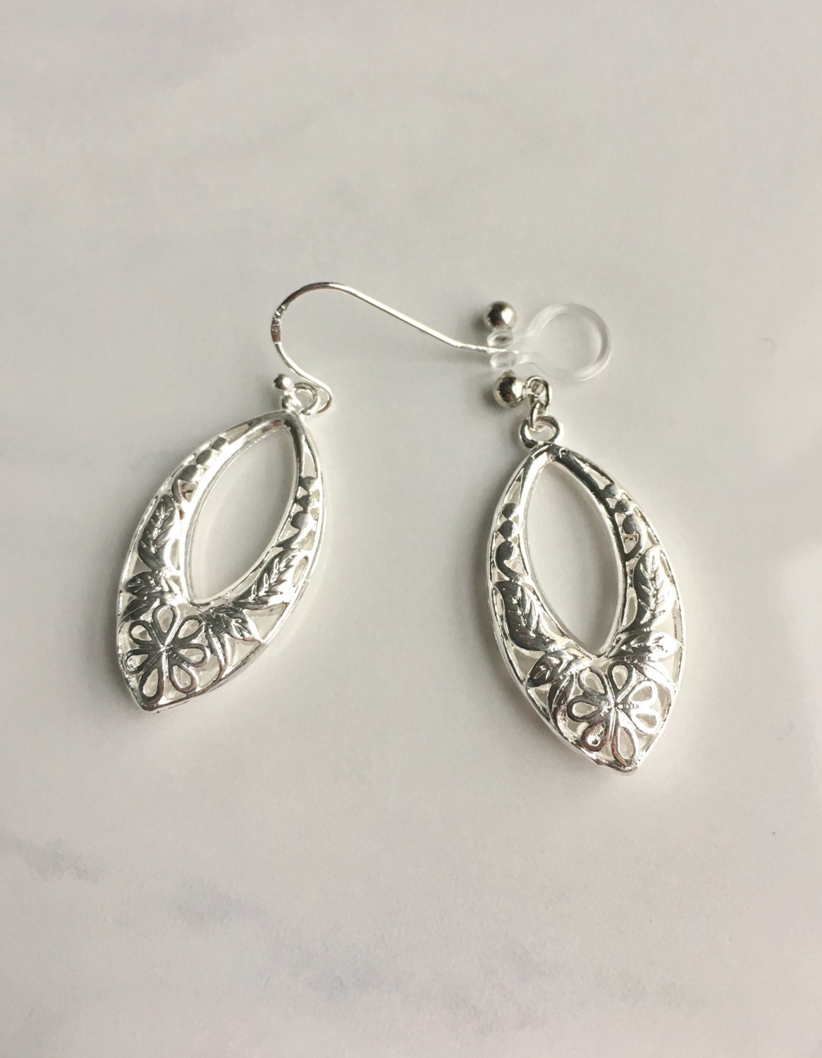 Silber Filigrane Tropfen Ohrringe, Unsichtbarer Clip Oder Gold Gefüllter Haken, Brautjungfer Geschenk, Geschenk Für Sie, Schwester von jstarscanada