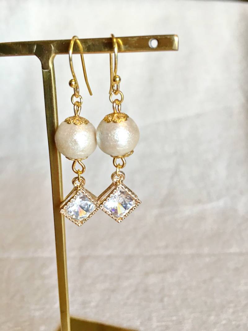 Wählen Sie Unsichtbare Clip - Oder Hakentyp, Baumwollperle Mit Zirkonia-Ohrringen, Brautjungferngeschenk, Freundgeschenk, Hochzeitsschmuck von jstarscanada