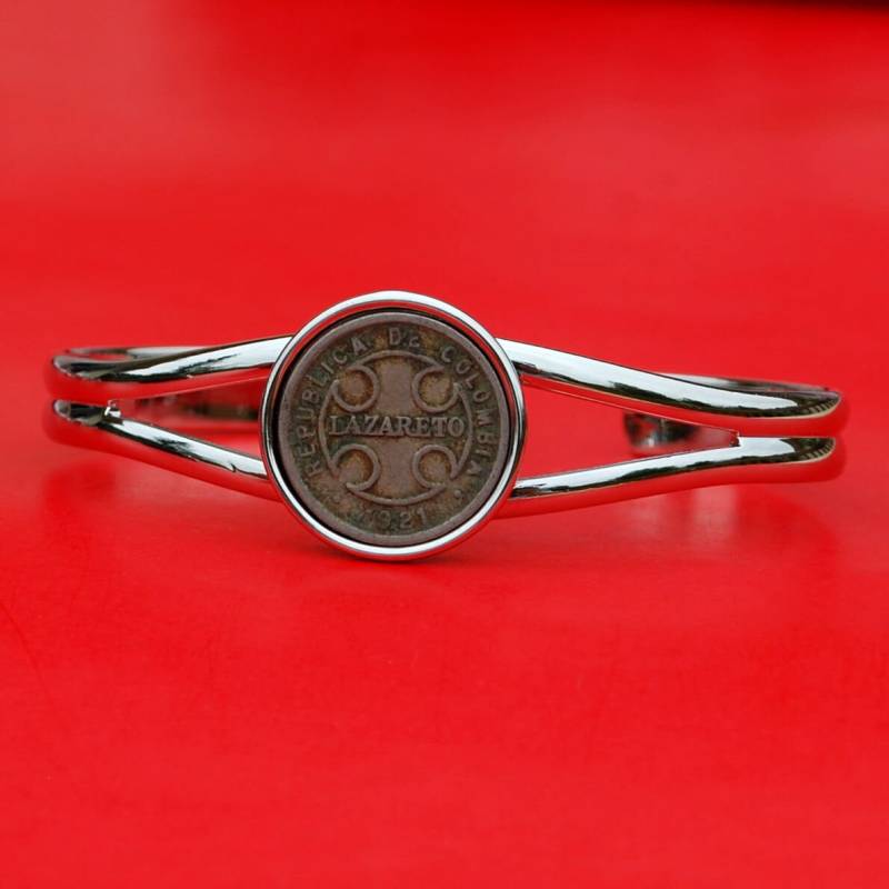 1921 Kolumbien 2 Centavos Leprosarium Münze Silber Vergoldet Manschette Armband Neu 1921 Kolumbien 2 Centavos Leprosarium Münze Silber Vergoldet Manschette Armband Neu von jt6740