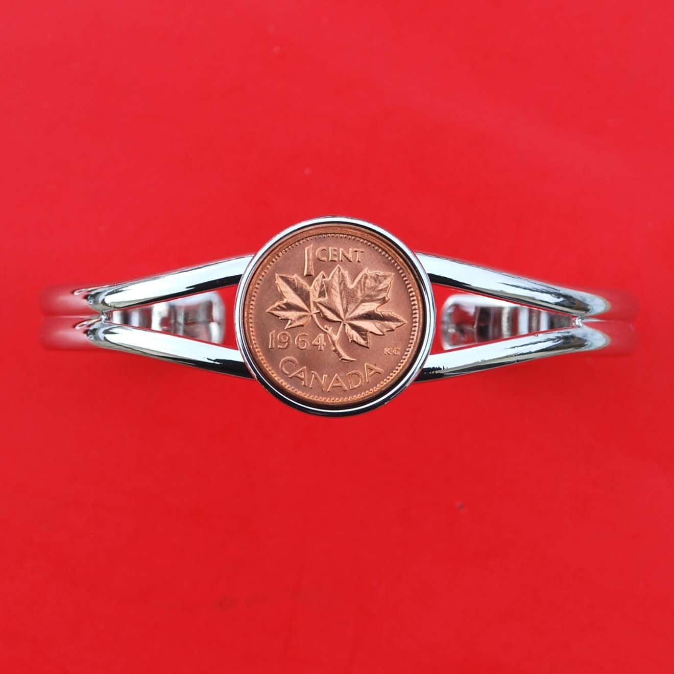 1964 Kanada 1 Cent Bu Uncirculated Coin Versilbertes Manschettenarmband Neu - Ahornblatt 1964 Kanada 1 Cent Bu Uncirculated Coin Versilbertes Manschettenarmband Neu - Ahornblatt von jt6740