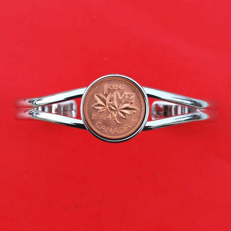 1964 Kanada 1 Cent Bu Uncirculated Coin Versilbertes Manschettenarmband Neu - Ahornblatt 1964 Kanada 1 Cent Bu Uncirculated Coin Versilbertes Manschettenarmband Neu - Ahornblatt von jt6740