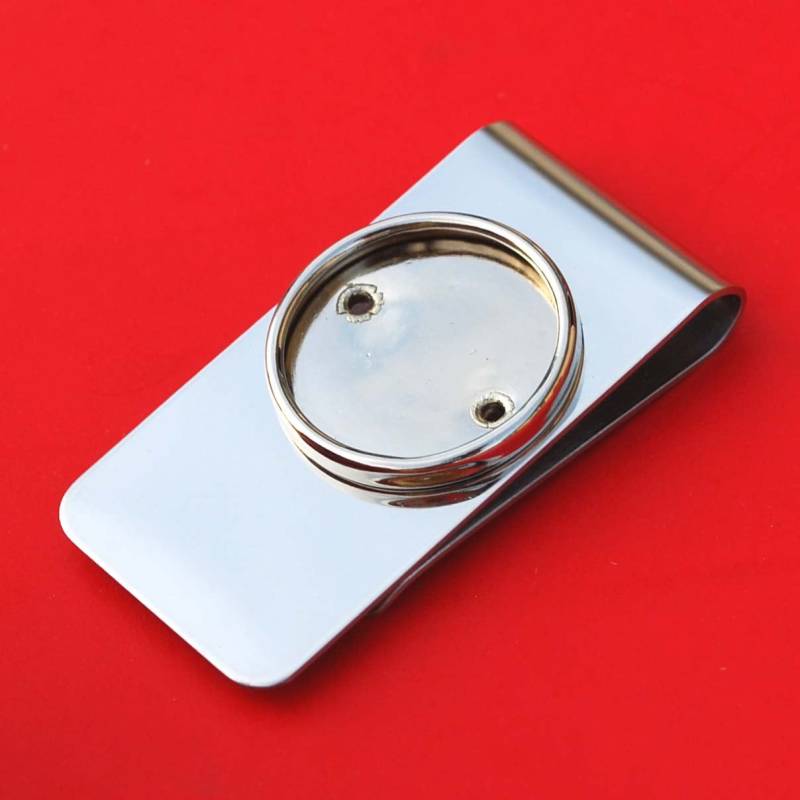 Blank Silberfarbene Geldklammer Zubehör M. Münze Lünette Passend Für Us Nickels & Andere 21 Mm ~ 21, 5 Durchmesser Münzen Oder Cabochons Neu von jt6740