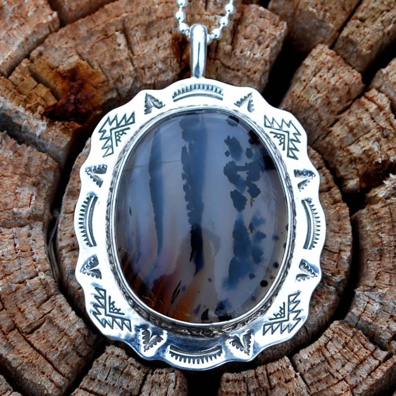 Herrliche Montana Moos Achat Argentium Sterling Silber Schmuck Halskette Handarbeit - Neu Herrliche Montana Moos Achat Argentium Sterling Silber Schmuck Halskette Handarbeit - Neu von jt6740
