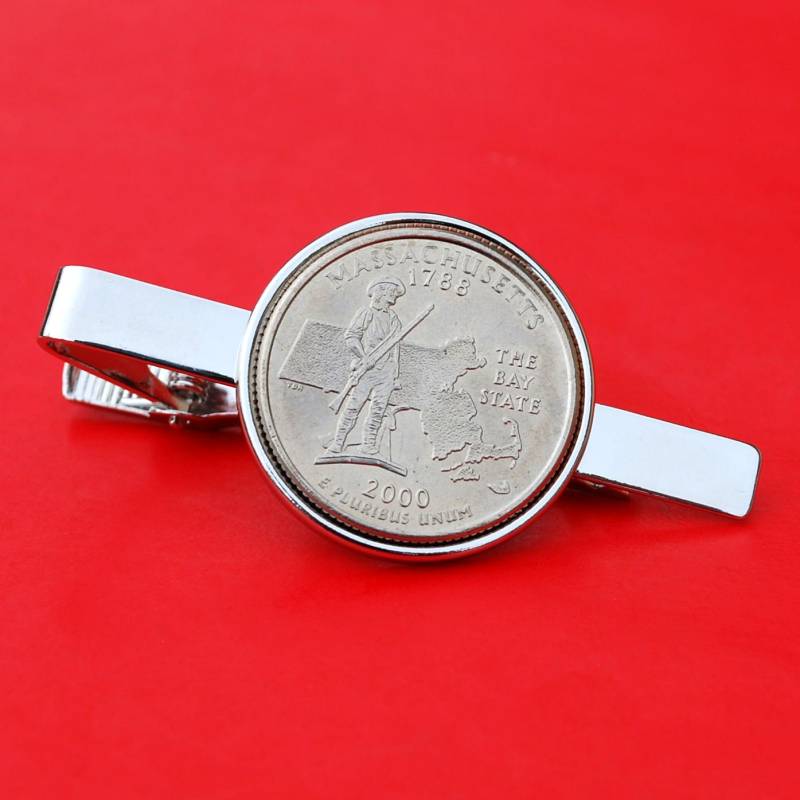 Us 2000 State Quarter Bu Unzirkulierte Münze Silber Vergoldet Krawatte Clip Verschluss - Virginia, Maryland, Massachusetts, South Carolina, New von jt6740