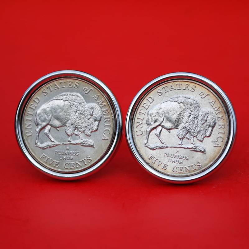 Us 2005 Westward Journey Jefferson Nickel Seriestm Bu Unzirkulierte Münze Silber Vergoldet Manschettenknöpfe Neu - American Bison von jt6740
