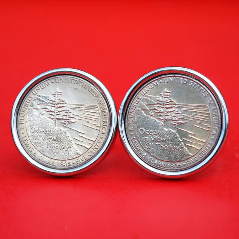 Us 2005 Westward Journey Jefferson Nickel Seriestm Bu Unzirkulierte Münze Silber Vergoldet Manschettenknöpfe Neu - Ozean Im Blick O Die Freude von jt6740