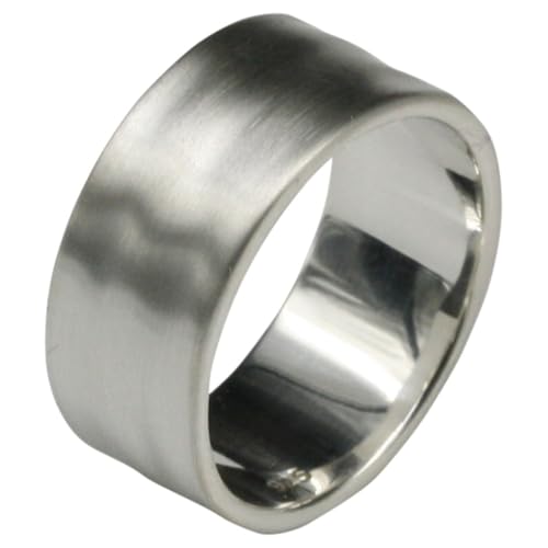 Fein gehämmerter mattierter 925er Silberring 10mm, Größe:66 (21 mm) von ju .q SILBER