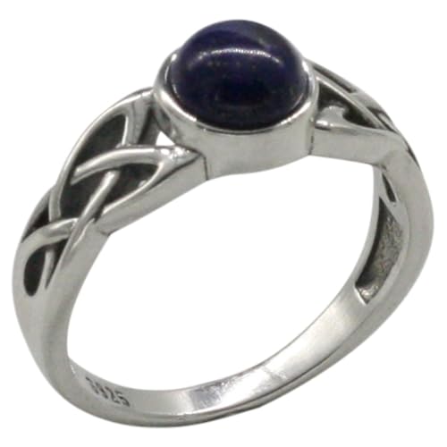 Feiner 925er Silberring mit rundem Lapislazuli, Größe:62 (19.8 mm) von ju .q SILBER