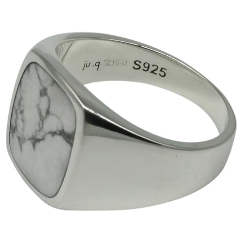 Feiner Siegelring aus 925er Silber mit Howlith, Größe:62 (19.8 mm) von ju .q SILBER