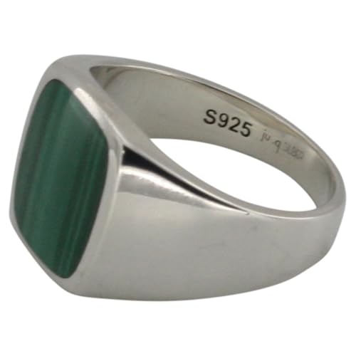 Feiner Siegelring aus 925er Silber mit Malachit, Größe:62 (19.8 mm) von ju .q SILBER