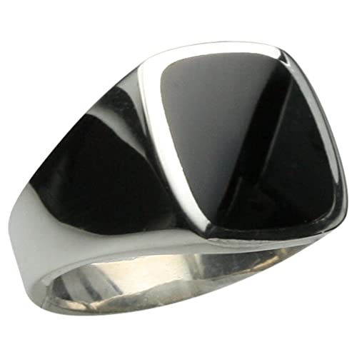 Feiner Siegelring mit Onyx aus massivem Silber 925, Größe:Größe 52 (16.5 mm) von ju .q SILBER