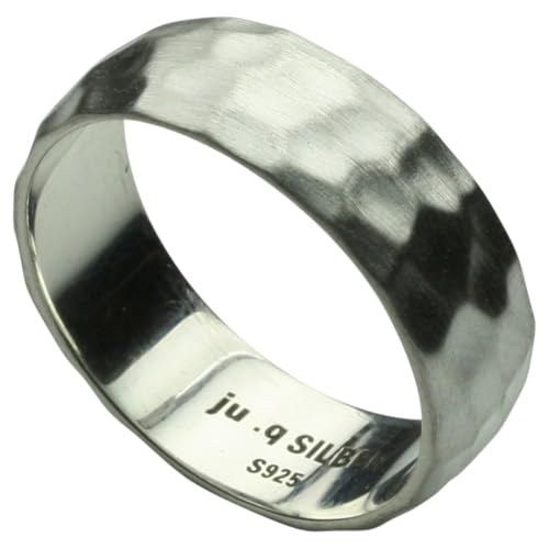 Feiner gehämmerter mattierter 925er Silberring ca. 7,5 mm breit Unisex, Größe:72 (22.9 mm) von ju .q SILBER