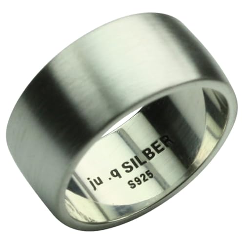 Hochwertig mattierter Bandring aus 925er Silber 9mm breit, Größe:60 (19 mm) von ju .q SILBER