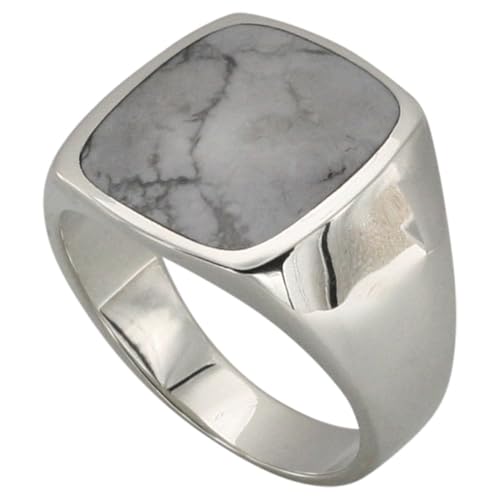Massiver Siegelring aus 925er Silber mit besonderem Howlith, Größe:75 (24 mm) von ju .q SILBER