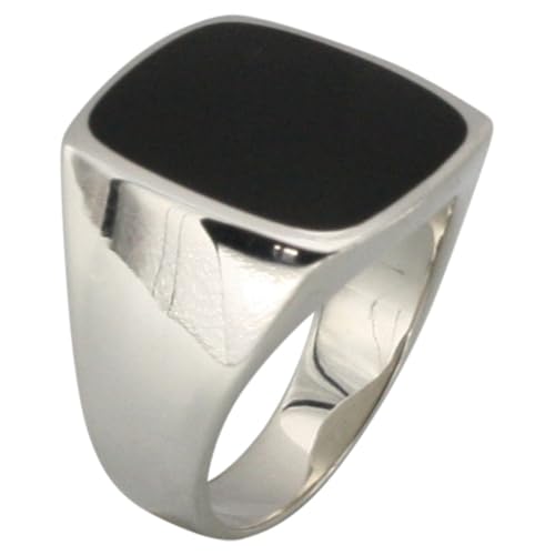 Massiver Siegelring aus Silber 925 mit Onyx, Größe:64 (20.4 mm) von ju .q SILBER