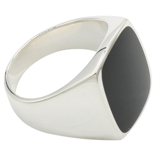 Massiver Siegelring aus Silber 925 mit Onyx, Größe:Größe 63 (20 mm) von ju .q SILBER