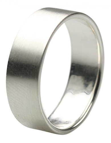Mattierter Bandring aus 925er Silber 7 mm edel und schlicht, Größe:61 (19.4 mm) von ju .q SILBER