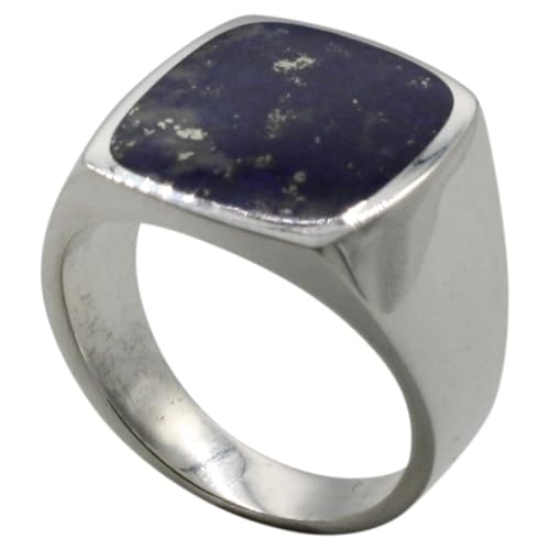 Siegelring Lapislazuli 925er Silber viele Einschlüße mit Muttergestein, Größe:75 (24 mm) von ju .q SILBER