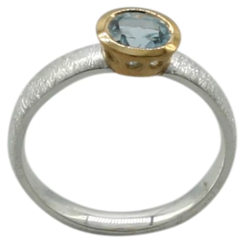ju .q SILBER 925er Silberring mit rundem strahlenden Aquamarin, Größe:56 (17.8 mm) von ju .q SILBER