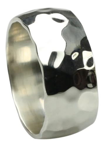 Besonderer gehämmerter 925er Silberring 10 mm breit, Größe:54 (17.3 mm) von ju .q SILBER