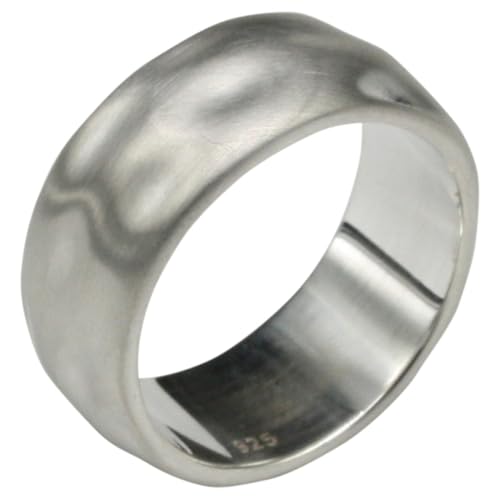 Besonderer mattierter gehämmerter 925er Silberring, Größe:53 (17 mm) von ju .q SILBER