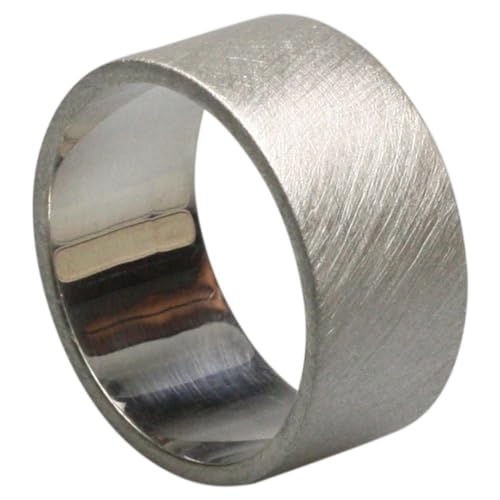 Bildschöner 10 mm breiter gebürsteter 925er Silberring, Größe:66 (21 mm) von ju .q SILBER