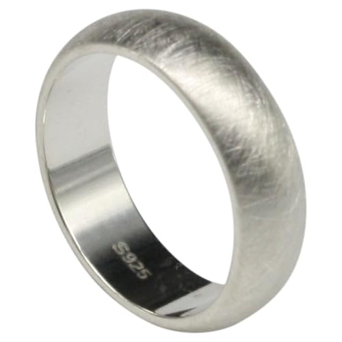 Edler gebürsteter abgerundeter 925er Silberring 6mm, Größe:54 (17.3 mm) von ju .q SILBER