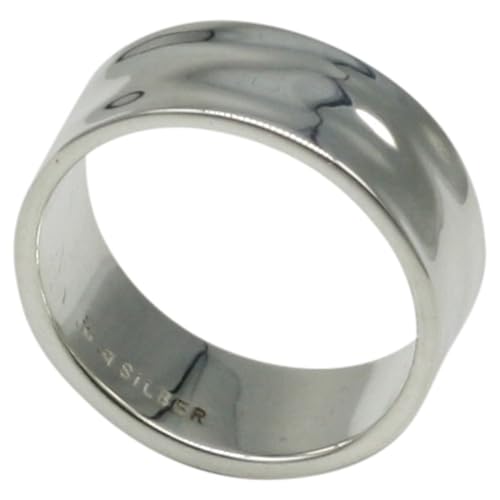 Fein gehämmerter polierter 925er Silberring 8mm breit, Größe:64 (20.4 mm) von ju .q SILBER
