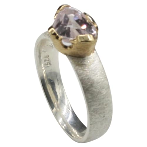 ju .q SILBER Teilvergoldeter 925er Silberring mir zauberhaftem Kunzit, Größe:55 (17.5 mm) von ju .q SILBER