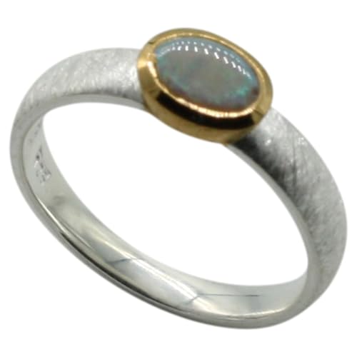 ju .q SILBER Teilvergoldeter 925er Silberring mit edelm Opal, Größe:59 (18.8 mm) von ju .q SILBER