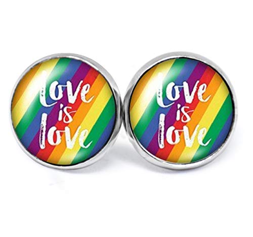 JUANLOWE Regenbogen Pride Ohrringe, Motiv: LGBTQ Flagge „Love is love“ - Liebe ist Liebe Rainbow Ohrstecker JUANLOWE Regenbogen Pride Ohrringe, Motiv: LGBTQ Flagge „Love is love“ - Liebe ist Liebe Rainbow Ohrstecker von juanlowe