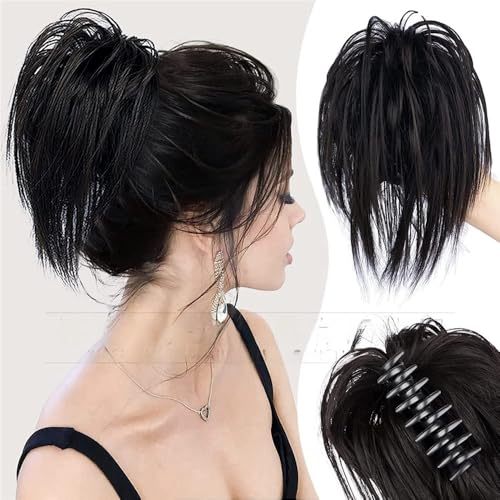 Haarknoten, Hühnerstall Kugelkopf Perücke Greifclip Hot Girl Kopfschmuck Haarpaket Lazy Fluffy Dish Perücke Hai Clip Perücke Haarring, für den Alltag(Black) von juanluck-s