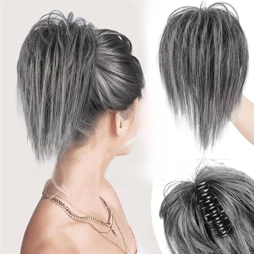 Haarknoten, Hühnerstall Kugelkopf Perücke Greifclip Hot Girl Kopfschmuck Haarpaket Lazy Fluffy Dish Perücke Hai Clip Perücke Haarring, für den Alltag(Dark gray) von juanluck-s