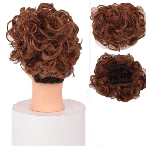 Haarknoten, Synthetischer Kamm-Clip – Locken-Dutt-Verlängerung for Frauen – Ideales Chignon-Hochsteckfrisur-Haarteil, für den Alltag(Brown red) von juanluck-s