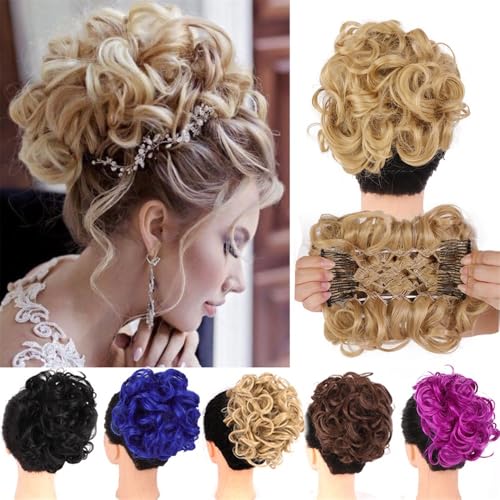 Haarknoten, Synthetischer Kamm-Clip – Locken-Dutt-Verlängerung for Frauen – Ideales Chignon-Hochsteckfrisur-Haarteil, für den Alltag(Dark gray) von juanluck-s