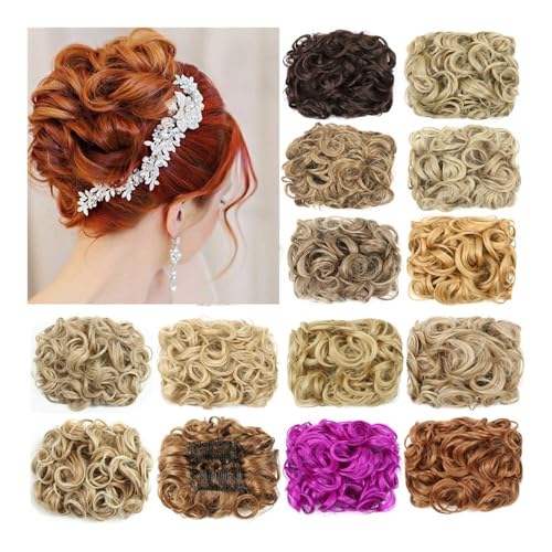 Haarknoten, Synthetisches Messy Bun-Haarteil – Clip-On-Chignon-Verlängerung for Frauen, für den Alltag(Sprinkle red) von juanluck-s