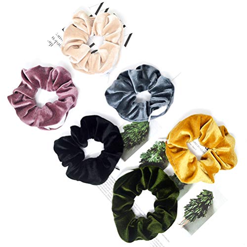 Bunte Scrunchies Samt Haargummi für Mädchen und Damen Velvet Haarbänder Haarschmuck mit versteckter Reißverschlusstasche von Juanxian