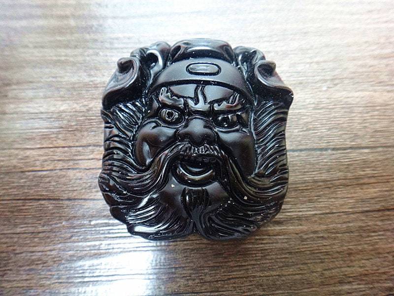 Natürliche Obsidian Anhänger "Zhong Kui" Amulett Guanyu Kopf Guan Gong Natürliche Obsidian Anhänger "Zhong Kui" Amulett Guanyu Kopf Guan Gong von juat