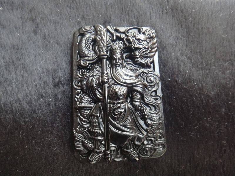 Natürliche Obsidian Guan Yu Amulett Schutzpatron Dsc06097 von juat