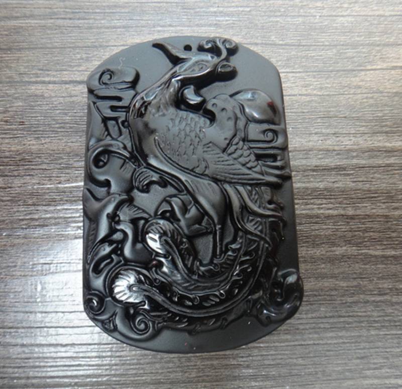 Natürliche Obsidian Phoenix Anhänger von juat