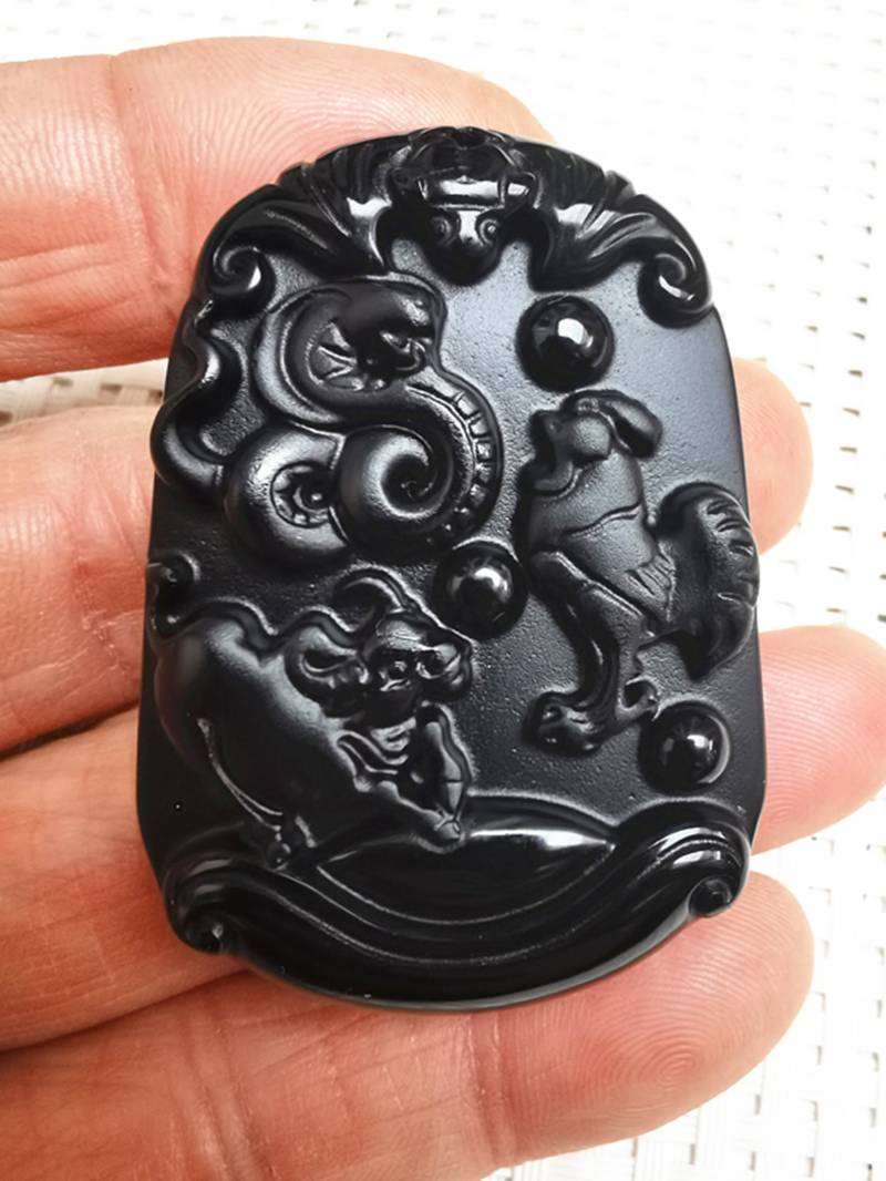 Natürliche Obsidian Schlange/Ochse Huhn Anhänger Natürliche Obsidian Schlange/Ochse Huhn Anhänger von juat