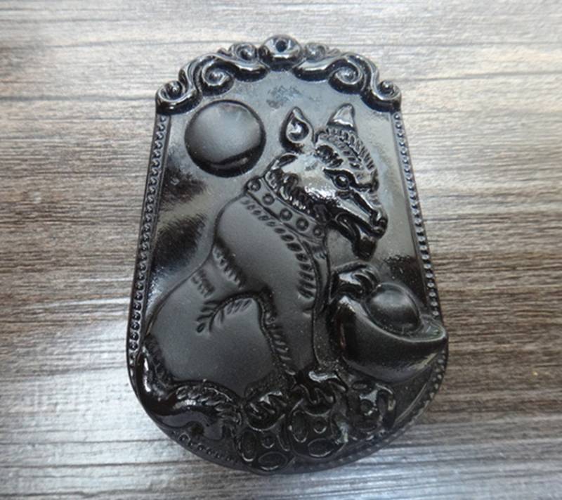 Natürliche Obsidian Wolf Anhänger Amulett Natürliche Obsidian Wolf Anhänger Amulett von juat