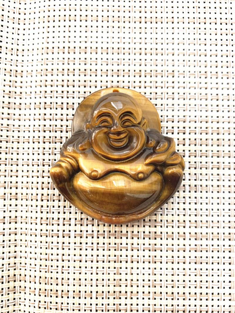 Natürliche Tiger Auge Stein Glücklich Buddha Amulett Zen Anhänger von juat