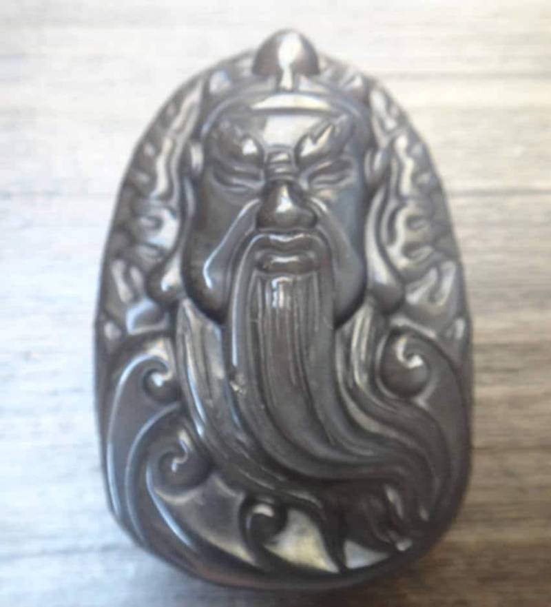 Natürlichem Eis Art Regenbogen Auge Obsidian Guan Yu Amulett Dsc06314 von juat