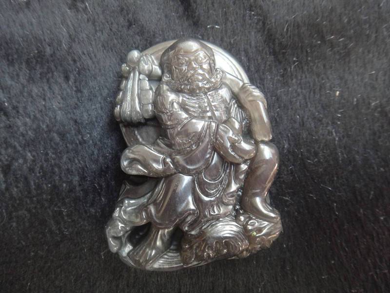 Natürlichem Eis Regenbogen Obsidian "Zhong Kui" Anhänger von juat