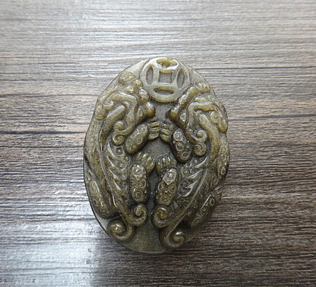 Natürlicher Gold Obsidian Amulett Anhänger Pi Yao von juat
