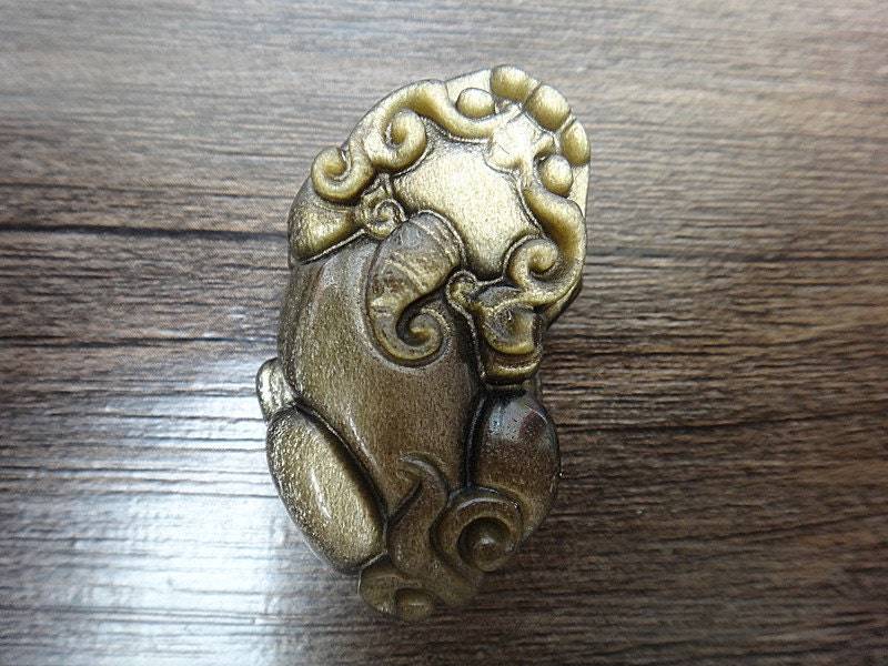 Natürlicher Gold Obsidian Amulett Anhänger Pi Yao von juat