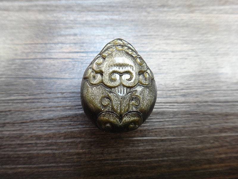 Natürlicher Gold Obsidian Amulett Anhänger Pi Yao von juat